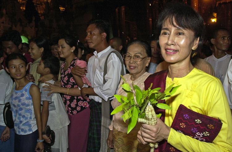 1991: Aung San Suu Kyi, oppositionsleder og menneskerettighedsforkæmper fra Burma. 