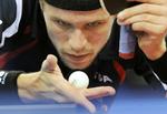 Højdepunkt. Michael Maze fotograferet i 2009 i EM-finalen mod Werner Schlager. Danskeren vandt, og nu søger han at gentage bedriften ved EM, der netop er indledt i Polen. 