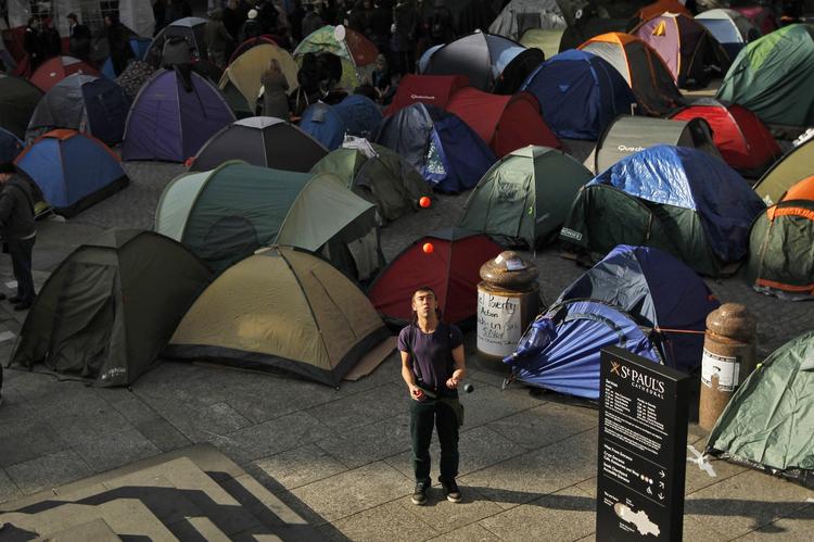 Lejr. I London er omkring 200 telte skudt op i hovedstaden. 
