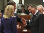 Topmøde. Helle Thorning-Schmidt (tv.) udveksler synspunkter med den slovenske premierminister Borut Pahor (th.) og den hollandske premierminister Mark Rutte. 