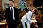 Henrik Sass Larsen og Helle Thorning-Schmidt til Folketingets åbning i 2008. 