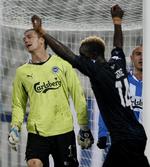 1-2. Jubel og ærgrelse hos Dame N'Doye og Mads Toppel, efter Cesar Santin har headet FCK foran 2-1. 