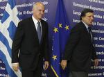 KOMMUNIKATION. Grækenlands premierminister George Papandreou (tv) har ikke fundet det nødvendigt at informere formanden for EU-kommissionen Jose-Manuel Barroso om sit lands folkeafstemning om EU's redningspakke. 