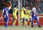 sensationshold. Apoel-spillere fejrer et af holdets scoringer mod FC Porto. 