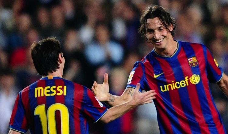 holdkammerater. I FC Barcelona spillede Zlatan Ibrahimovic sammen i en sæson med Lionel Messi og de andre »skoledrenge«. 