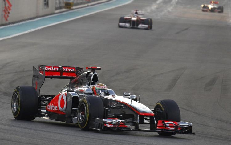 Sejr. Det var tredje gang i år Hamilton vandt et formel 1-løb. 