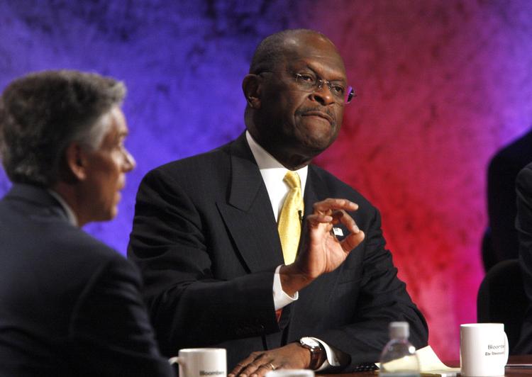 Presset. Herman Cain - der her ses under en tidligere debat - er ikke klar til 'den store scene', mener en konservativ kommentator. 