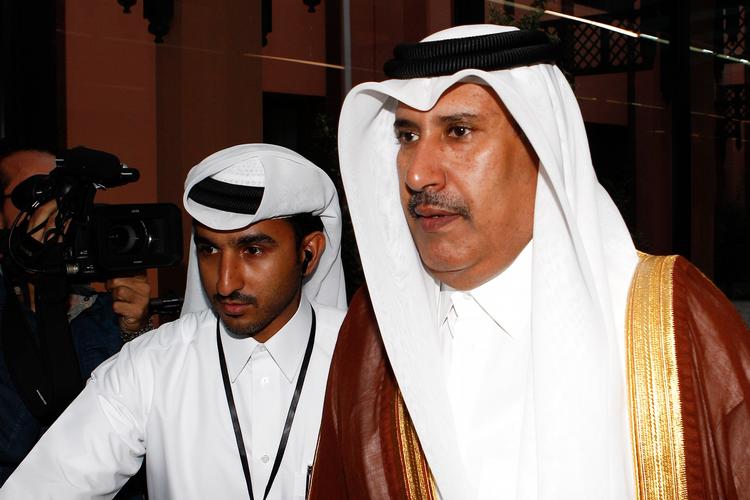 KRISEMØDE. Udenrigsminister Hamad Bin Jassim fotograferet ved ankomsten til topmødet i Den Arabiske Liga. 