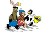 Klump. Med vennerne Skæg, Pingo, Pelle og Pilskadde. 