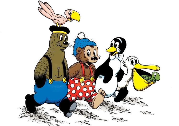 Klump. Med vennerne Skæg, Pingo, Pelle og Pilskadde. 