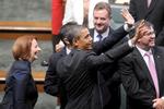 SAMARBEJDSPARTNER. USA's præsident Barack Obama besøgte i går det australske parlament. 