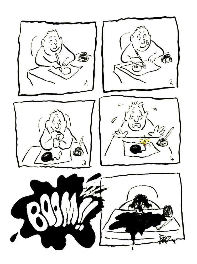 'Make humour, not war'. Tegning af tyrkiske Izel Rosenthal. Konfliktmageri eller bare tegning? Illustration fra bogen 