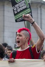 Frustration. Spaniere i tusindvis var i går på gaden i Madrid for at demonstrere mod arbejdsløshed og besparelser på uddannelser som følge af den økonomiske krise. 