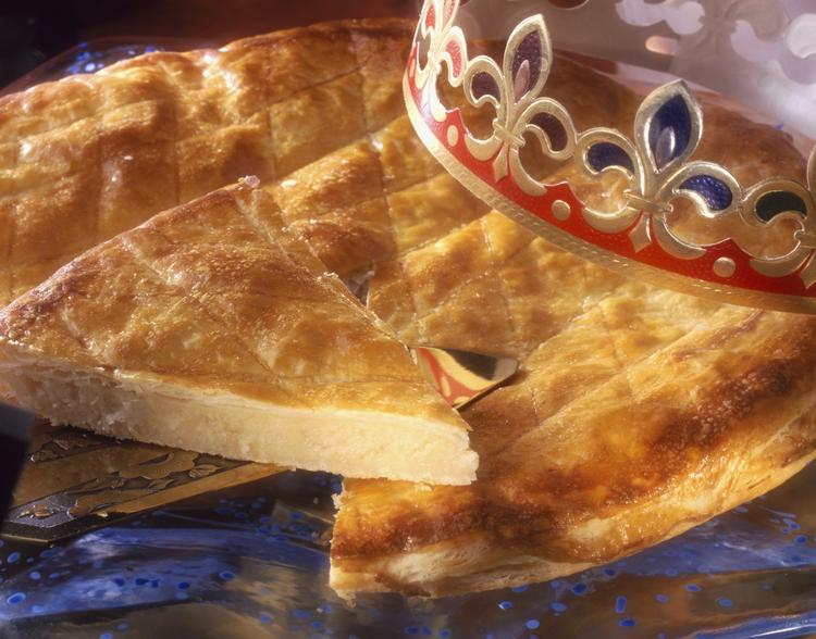 Galette des Rois almond pastry cake with crown