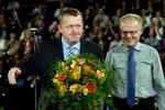 Tilbagetrækning. Jens Skipper Rasmussen sammen med sin chef, Venstres formand, Lars Løkke Rasmussen, ved partiets landsmøde i Odense i weekenden. 