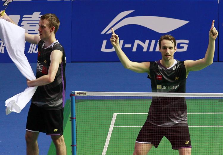 Jubel. Mathias Boe (t.h.) jubler efter finalepladsen blev sikret. 