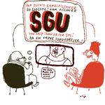 Da bogen 'Grammatik over det Danske Sprog' udkom i 2011, fyldte budskabet »'Sgu' er ikke længere et bandeord« i mediebilledet. Tegningen er fra samme år, hvor det efterfølgende blev diskuteret, om 'sgu' nu alligevel var stuerent. Tegning: Philip Ytournel 