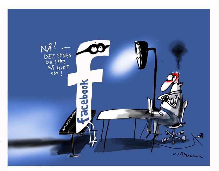 Vagthund. Facebook har ført brugerne bag lyset ved ikke at leve op til løfterne om respekt for privatlivet. Så barske er anklagerne fra det centrale amerikanske organ for forbrugerbeskyttelse. Tegning: Jørn Villumsen 