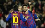 storsejr. FC Barcelonas Cesc Fabregas (th) har scoret i 5-0-sejren over rækkens positive overraskelse i år, Levante. 