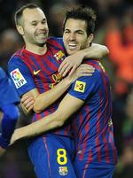 ærkerivalerne. Cesc Fabregas (th) har scoret i kampen mod Levante lørdag aften. Spanieren ser frem mod det største opgør i spansk fodbold. 