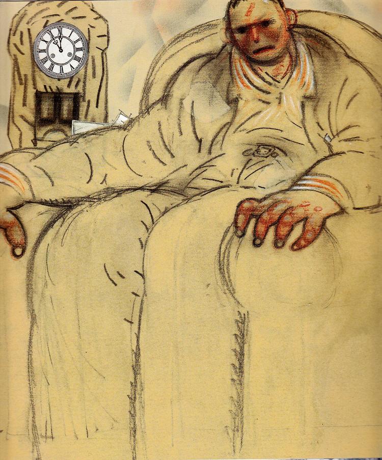 Stor. Dybt inde i far bor der en vred mand i en kælder.  Tegning: Gro Dahle 