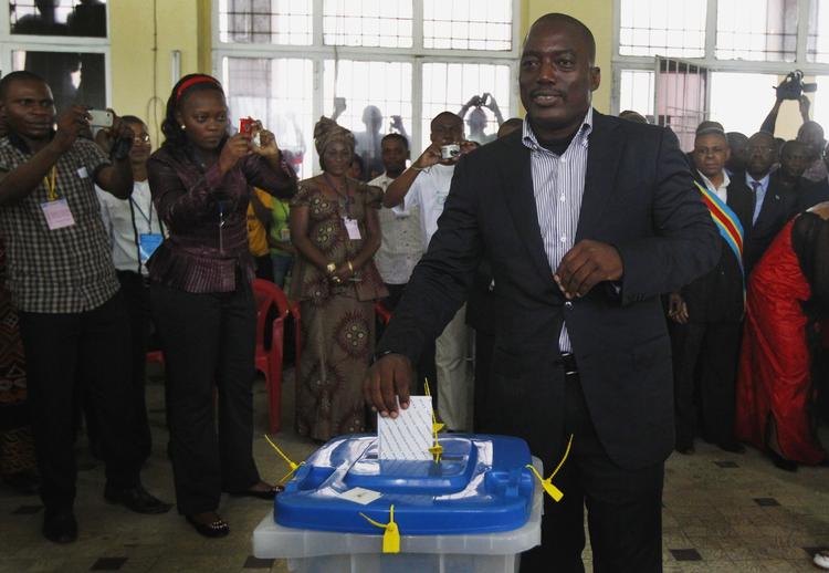 Vinder. Joseph Kabila fotograferet under valget. 