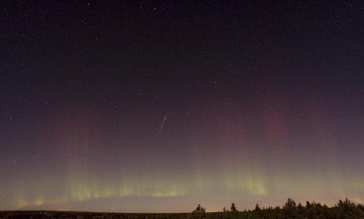 METEORJAGT. Nasa-app skal give flere oplysninger om de meteorider, der rammer atmosfæren. Her er en meteor fanget midt under nordlyset i Sverige. 