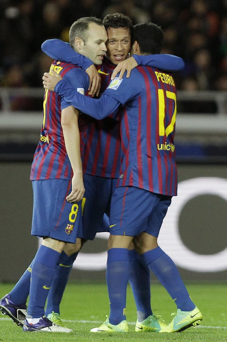 Glæde? FC Barcelonaspillerne vandt 4-0, men må i de kommende måneder klare sig uden David Villa. 