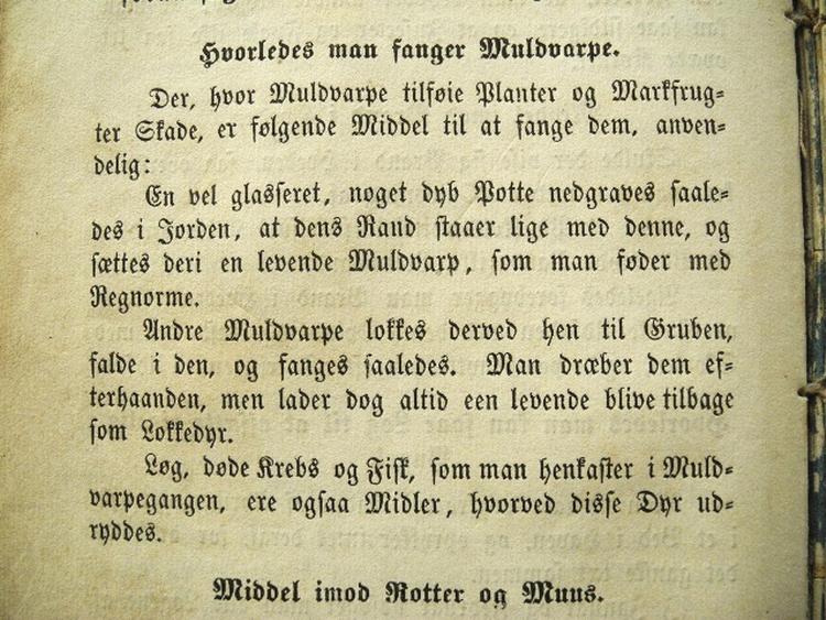 En læser deler denne opskrift fra 1858 på at fange muldvarpe. 