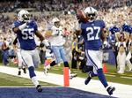 Omsider. Jacob Lacey (27)  jubler efter et touchdown mod Tennessee. 