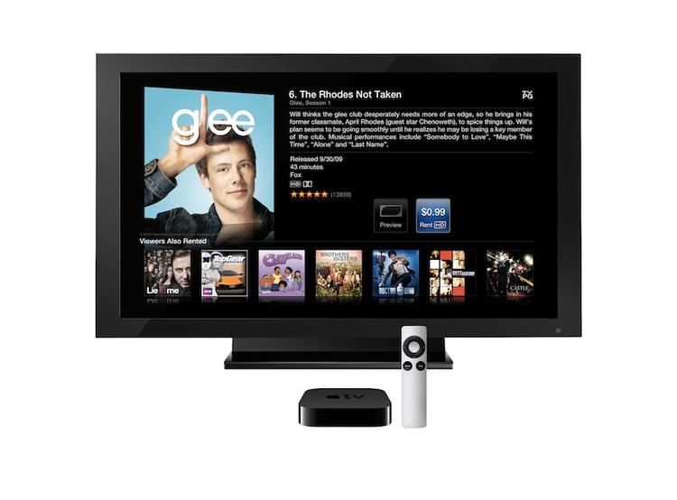 Sidste måned kom Apple TV-boks (herover under fladskærmen) officielt til Danmark, men snart kan den blive indbygget i selve skærmen. 