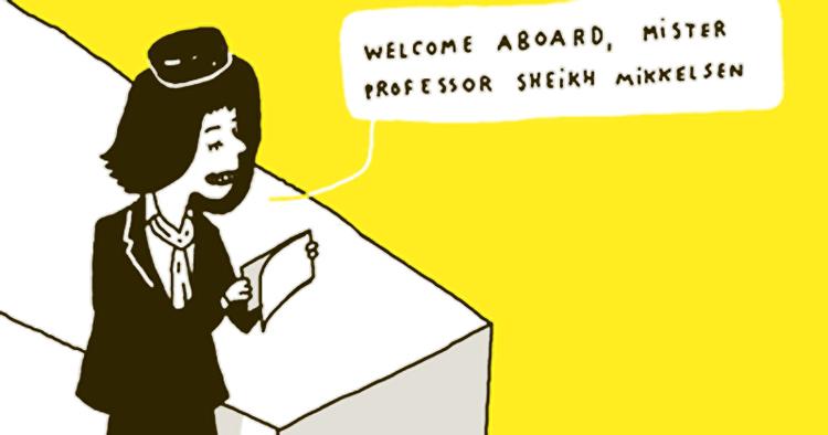 Lånte fjer. Qatar Airways er et af de flyselskaber, der tilbyder den mest omfattende liste af alternative titler. TEGNING: Philip Ytournel 