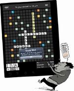Dille. En digital udgave af scrabble har bredt sig som en steppebrand i Danmark. Tegning: Philip Ytournel 