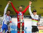 udelukket. Blandt triumferne for Stefano Garzelli (i midten) er sejren i Tirreno-Adriatico i 2010, da han vandt foran Michel Scarponi (tv) og Cadel Evans (th.). 