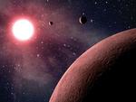 PLANETFUND. De tre småplaneter som de kan se ud ved Koi-961-stjernen. 