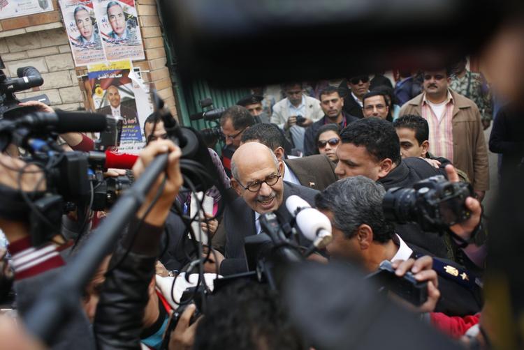 Demokratiforkæmper. Mohamed ElBaradei ses her, efter at han stemte ved valget forleden. 