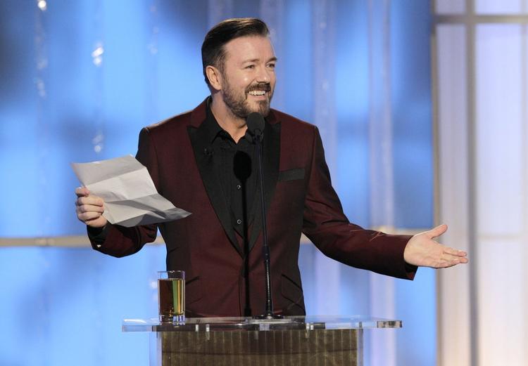 Humor. Ricky Gervais var vært for Golden Globes for tredje gang. Men han var ikke så skarp som sidste år, mener flere kritikere. 