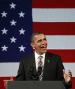 Performance. Barack Obama på scenen i Apollo Theatre. 