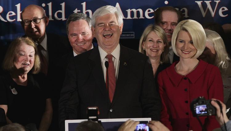 Triumfator. Efter ugers modvind endte Newt Gingrich med det største smil, da vælgerne havde talt i South Carolina. 
