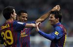Hattrick. Messi (t.h.) stjal igen billedet, da Barca vandt endnu en stor sejr. 