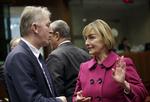 Sanktioner. Udenrigsminister Villy Søvndal i diskussion med sin kroatiske kollega, Vesna Pusic. 