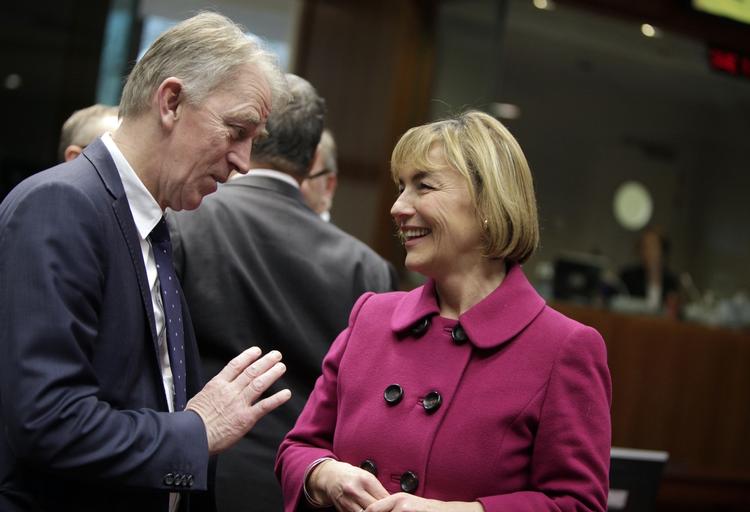 Denmark's Foreign Minister Villy Søvndal speaks with Croatian Foreign Minister Vesna Pusnic during a meeting of EU foreign ministers on Monday in Brussels where the decision was taken to introduce an embargo on Iranian oil. 