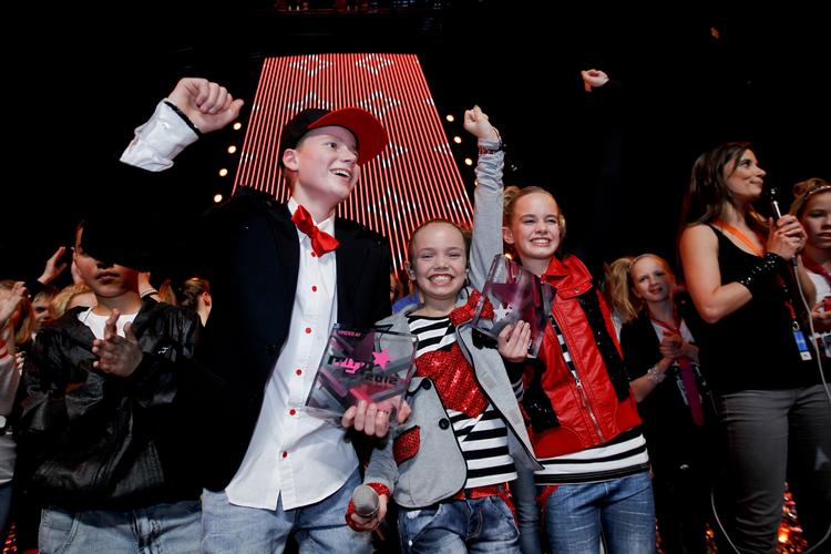 Finale. Og så må der jubles. Axel, Lea (i grå trøje) og Sarah kunne række hænderne i vejret, da resultatet lå klar. 