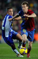 Exit. Hleb (t.h.) nåede i alt 36 kampe for Barcelona, hvor han ikke har været i nærheden af spilletid siden 2009. 
