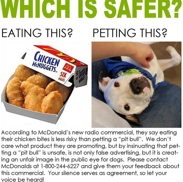 farligt? Illustrationen her blev offentliggjort fredag som en protest mod radioreklamen fra McDonald's. Det er Stephanie Filer fra Animal Rescue League i Iowa, der står bag illustrationen. Hun er også medlem af ARL Pit Crew Club. Klik på billedet for få det fulde format. 
