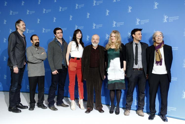 Juryen. Her ses fra venstre: Anton Corbijn, Asghar Farhadi, Jake Gyllenhaal, Charlotte Gainsbourg, Mike Leigh, Barbara Sukowa, Francois Ozon og Boualem Sansal. 