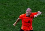 VM-MÅL. Ved VM i 2010 sad Arjen Robben uden for med en skade i den første kamp mod Danmark, men han fik scoret mod både Slovakiet i ottendedelsfinalen og Uruguay i semifinalen. 