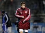 KØLIGT. Selv om der er koldt i Parken sidst i februar, vil Nicklas Bendtner gerne være inde i varmen ved at møde frem. 