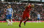 Scoring. Liverpool's Martin Skrtel jubler over et af de mange mål, der sikrede sejren. 