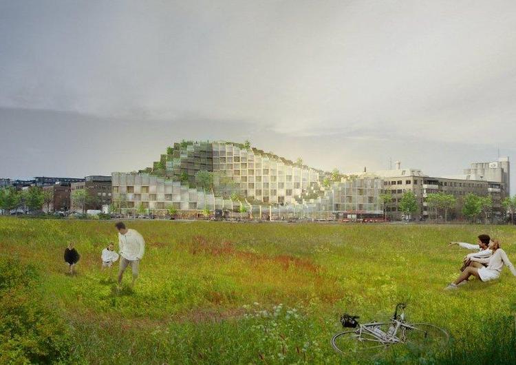 Boligbakke. Bjarke Ingels nye projekt bliver et »tre-dimensionelt landskab af plateauer, som smelter sammen til et offentligt byrum i gadeplan«. 